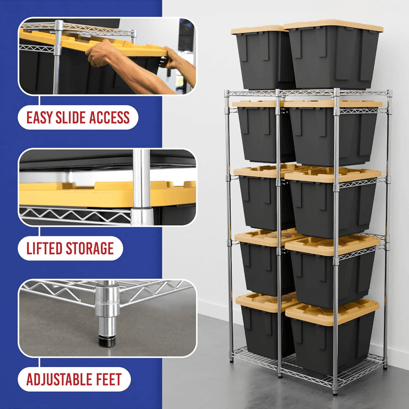 SafeRacks 12 Gallon Storage Bin Rack (Zinc)