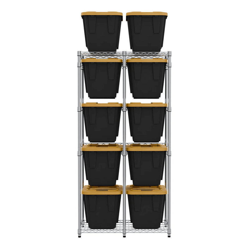 SafeRacks 12 Gallon Storage Bin Rack with Yellow Lid Bins (Zinc)