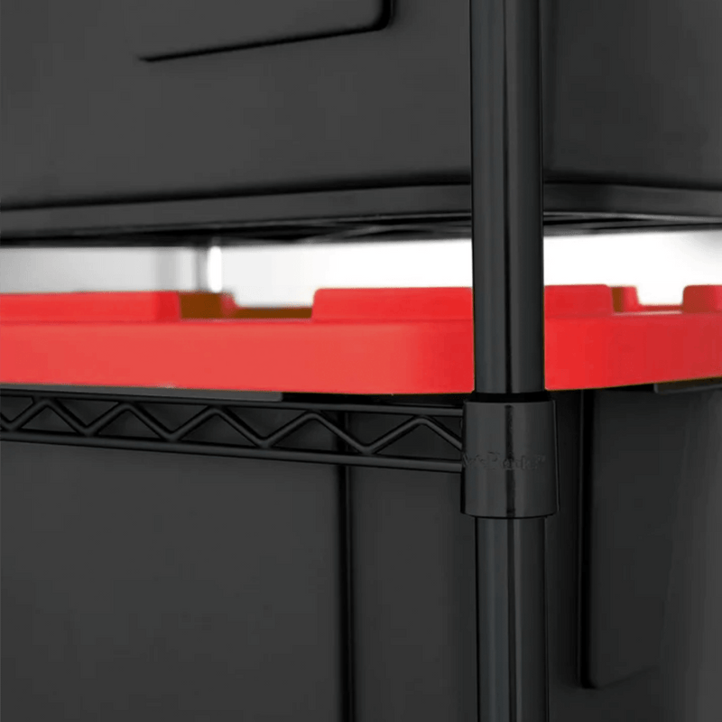 MonsterRAX Storage Bin Rack with Red Lid Bins (Black)