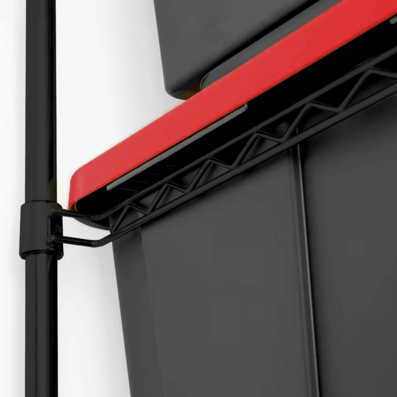 MonsterRAX Storage Bin Rack with Red Lid Bins (Black)