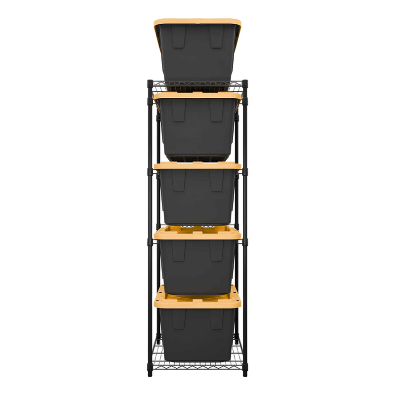 MonsterRAX Storage Bin Rack with Yellow Lid Bins (Black)