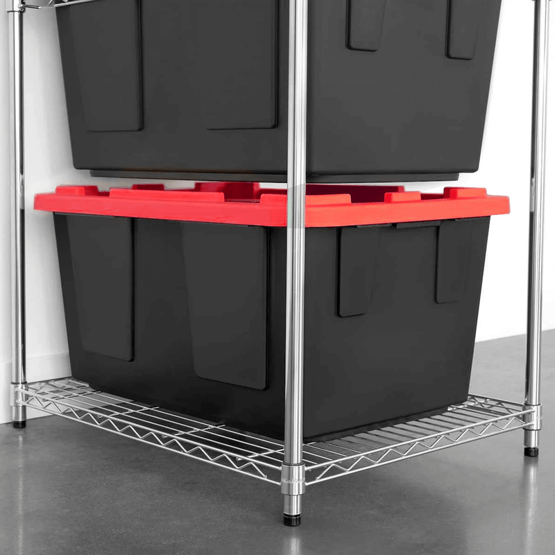 SafeRacks Storage Bin Rack with Red Lid Bins (Zinc)