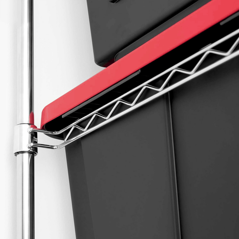 SafeRacks Storage Bin Rack with Red Lid Bins (Zinc)
