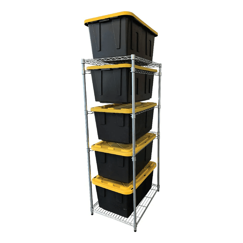 SafeRacks Storage Bin Rack with Yellow Lid Bins (Zinc)