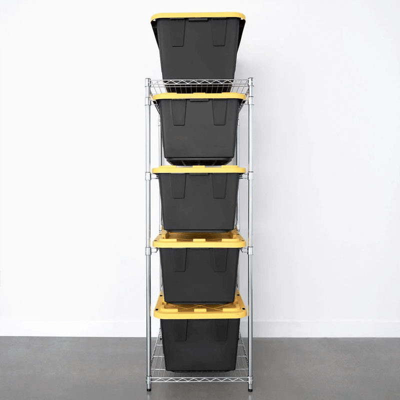 SafeRacks Storage Bin Rack with Yellow Lid Bins (Zinc)