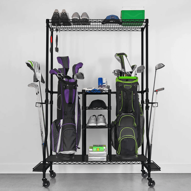 MonsterRAX Deluxe Golf Equipment Organizer Rack (Black)