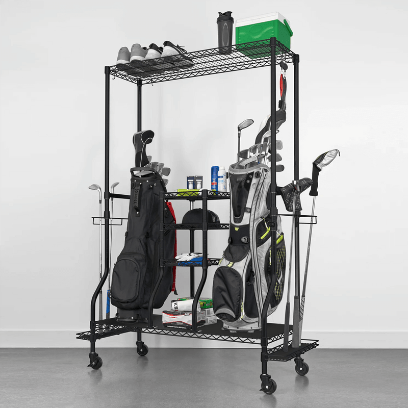 MonsterRAX Deluxe Golf Equipment Organizer Rack (Black)