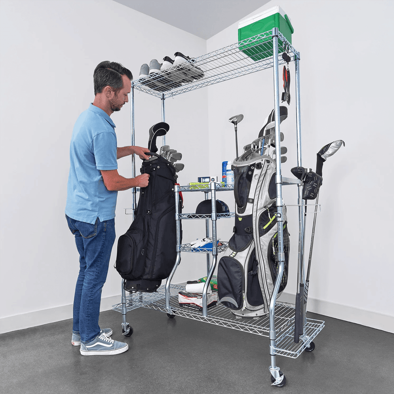 SafeRacks Deluxe Golf Equipment Organizer Rack (Zinc)