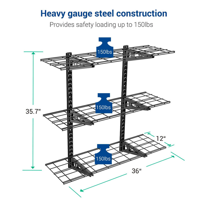 Fleximounts 3-Tier 1' x 3' Adjustable Wall Mounted Shelves