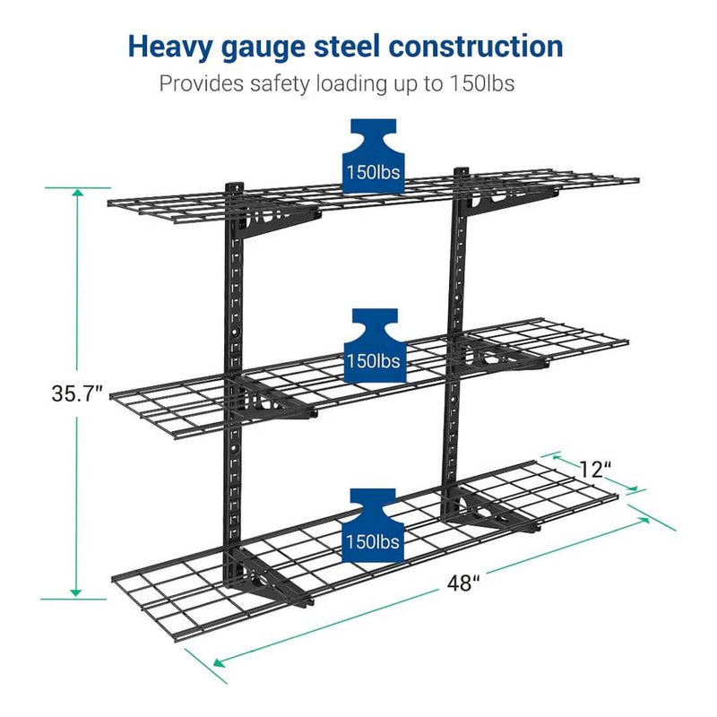 Fleximounts 3-Tier 1' x 4' Adjustable Wall Mounted Shelves