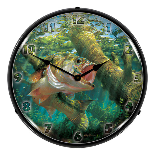 Collectable Sign and Clock Fishing the Wood Backlit Wall Clock