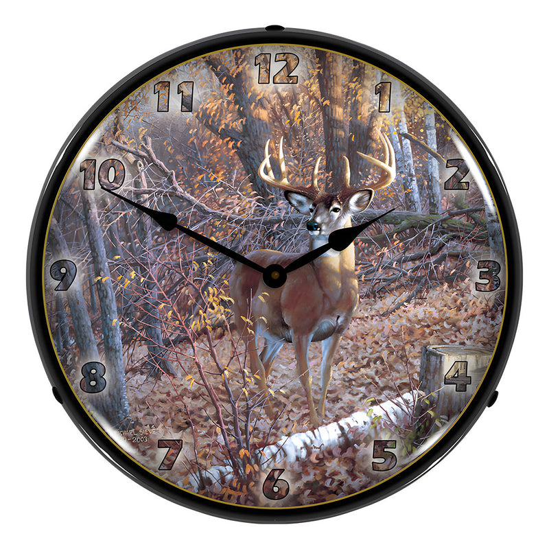 Collectable Sign and Clock Great Eight-Whitetail Deer Backlit Wall Clock