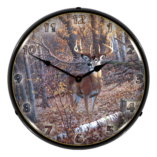 Collectable Sign and Clock Great Eight-Whitetail Deer Backlit Wall Clock