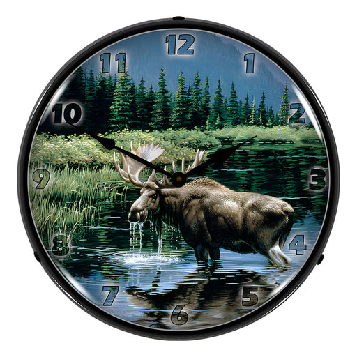 Collectable Sign and Clock Northern Solitude Moose Backlit Wall Clock