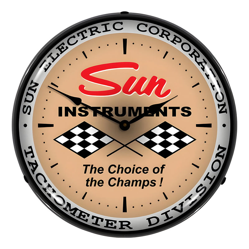 Collectable Sign and Clock Sun Tachometer Division Backlit Wall Clock