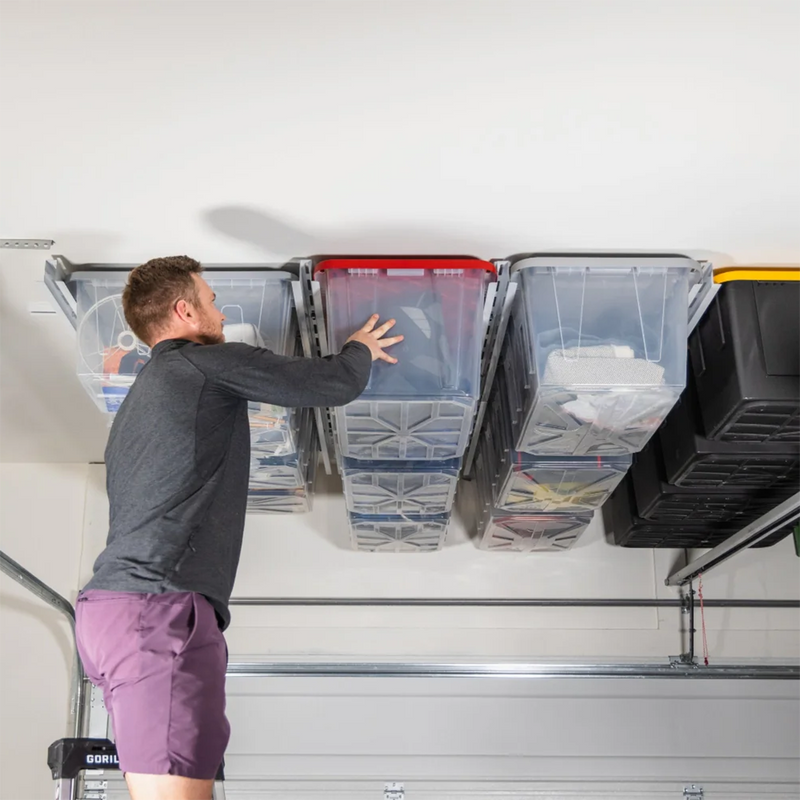 E-Z Garage Storage Tote Slide Pro Overhead Bin Storage Rack (Adjustable)