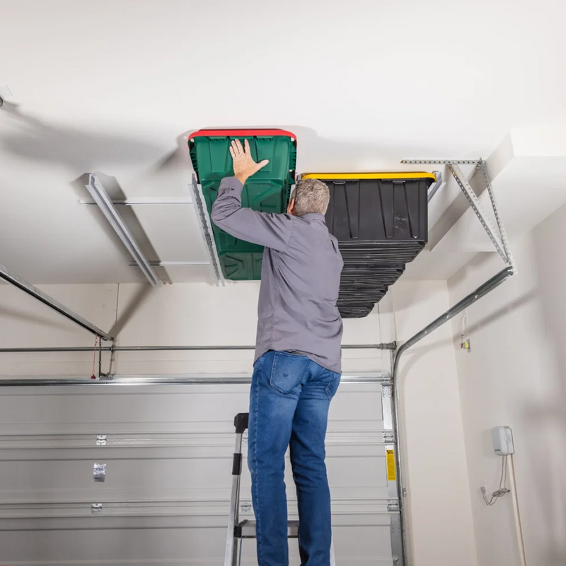 E-Z Garage Storage Tote Slide Pro Overhead Bin Storage Rack (Adjustable)