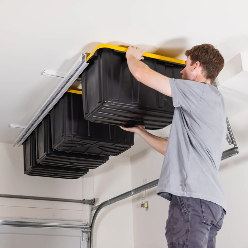 E-Z Garage Storage Tote Slide Overhead Bin Storage Rack (Adjustable)