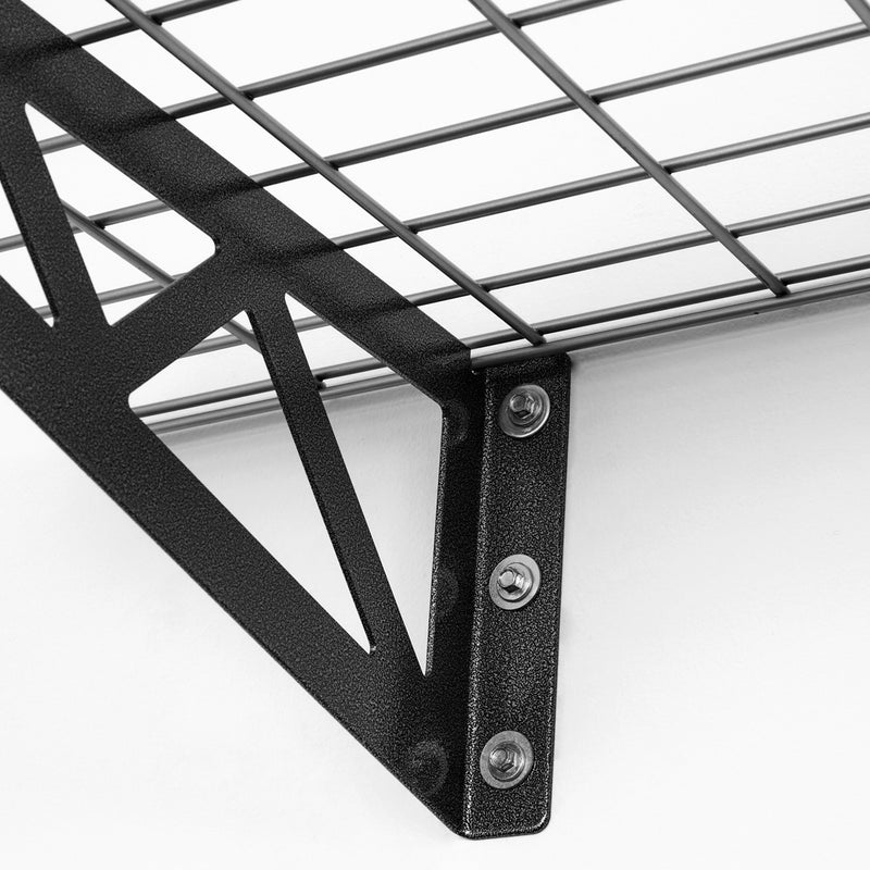 SafeRacks 24" x 48" Wall Mounted Garage Shelves with Hooks (Hammertone)